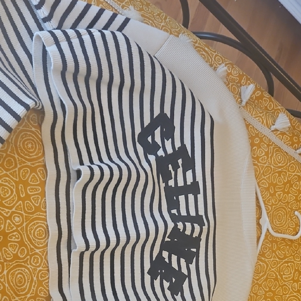 CELINE Black and White Striped Top
